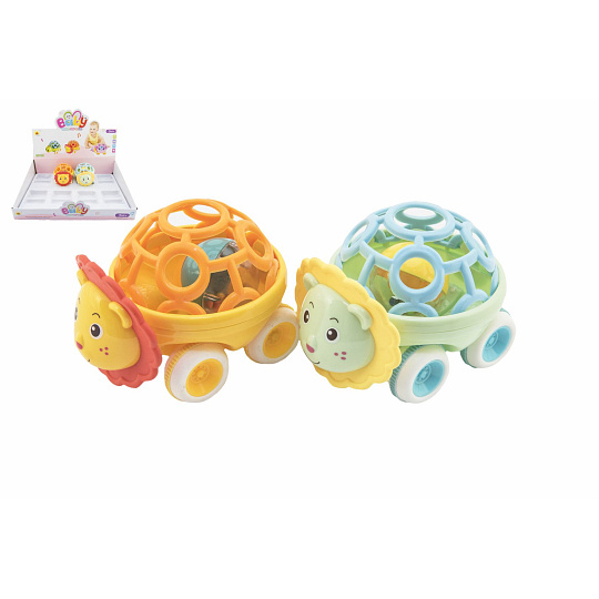 Teddies Chrastítko autíčko zvířátko plast 14cm 2 barvy na volný chod