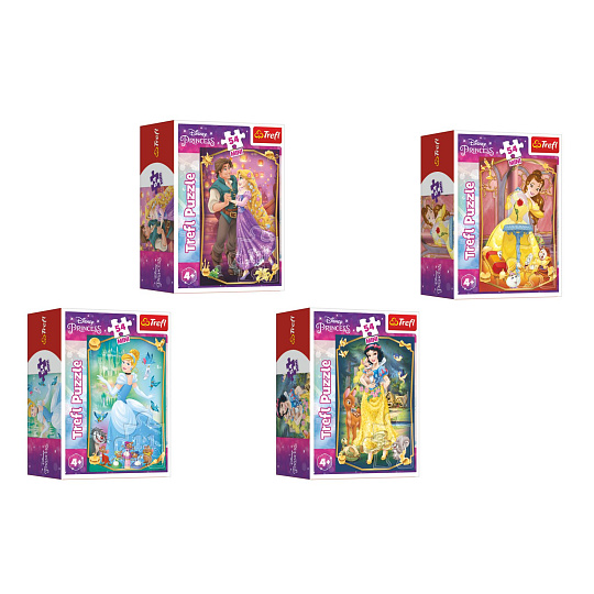 Trefl Minipuzzle Krásné princezny/Disney Princess 54dílků, 4 druhy, v krabičce 6x9x4cm
