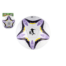 Míč fotbalový nafouknutý šitý 23cm fialovobílý v síťce