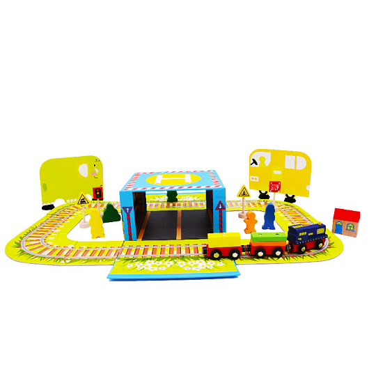 Rappa Vlak dřevěný naučný s puzzle a magnetickou krabičkou