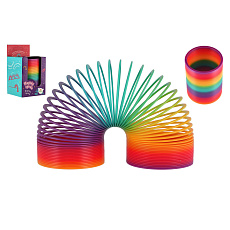 Spirála/pružina duhová magická plast průměr 7,5cm v krabičce 8x14x8cm