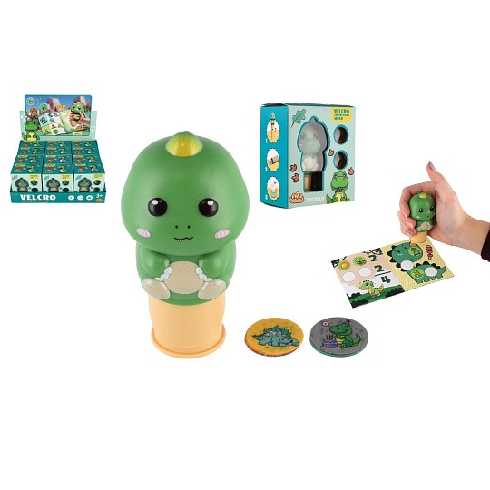 Teddies Samolepkové razítko/Razítko se samolepkami dinosaurus plast s náplněmi
