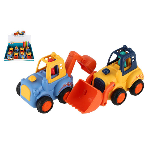 Auto stavební plast 12-14cm na setrvačník mix druhů 8ks v boxu 18m+