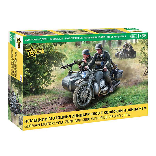 Zvezda Model Kit military 3717 - Zuendapp K800 Motorcycle w/sidecar (1:35)