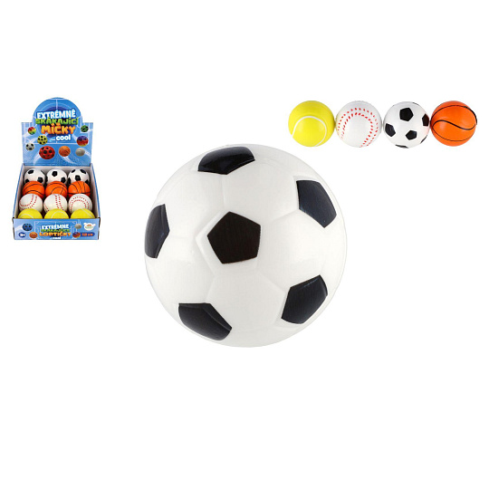 Teddies Míček extrémně skákací sportovní pěnový 6cm 4 druhy v sáčku 12 ks v boxu Teddies Míček extrémně skákací sportovní pěnový 6cm 4 druhy v sáčku 12 ks v boxu