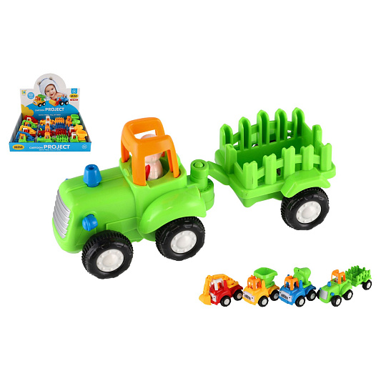 Teddies Auto stavební a zemědělské plast 10-16cm na setrvačník mix druhů