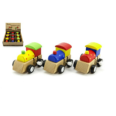 Teddies Mašinka na klíček dřevo 7cm asst 3 barvy