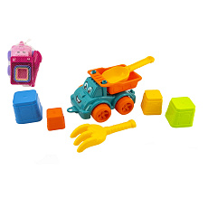 Teddies Sada na písek 6ks plast auto na volný chod s doplňky 2 barvy