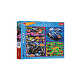 Puzzle 4v1 Závodní auta/Hot wheels 4x250 dílků 33,9x23,9cm v krabici 34x26x6cm