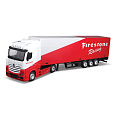 Bburago - Kamion s přívěsem M-B Actros Gigaspace/Trailer, Firestone Racing, 1:43