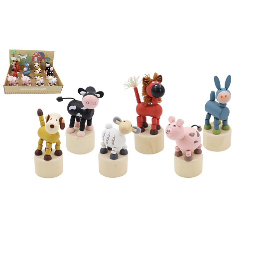 Zvířátko mačkací domácí dřevěné 6 druhů