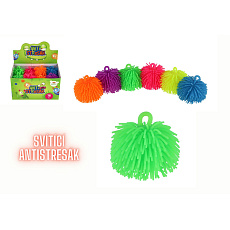 Teddies Míček chlupatý antistresový mačkací silikon 7cm na baterie se světlem 6 barev