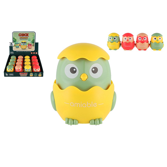 Teddies Kuřátko Zmáčkni a jeď plast 7x8cm na setrvačník 4 barvy Teddies Kuřátko Zmáčkni a jeď plast 7x8cm na setrvačník 4 barvy