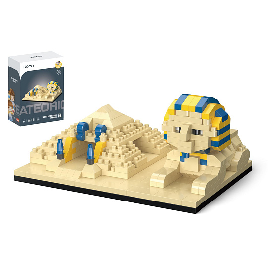 Stavebnice mini KOCO Pyramida a sfinga plast 410 ks v krabičce 13x16,5x7cm