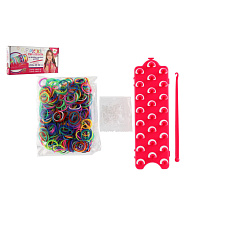 Udělej si svůj náramek - gumičky 600ks + náčiní + pletací stav na náramky v krabičce 27x13x4cm