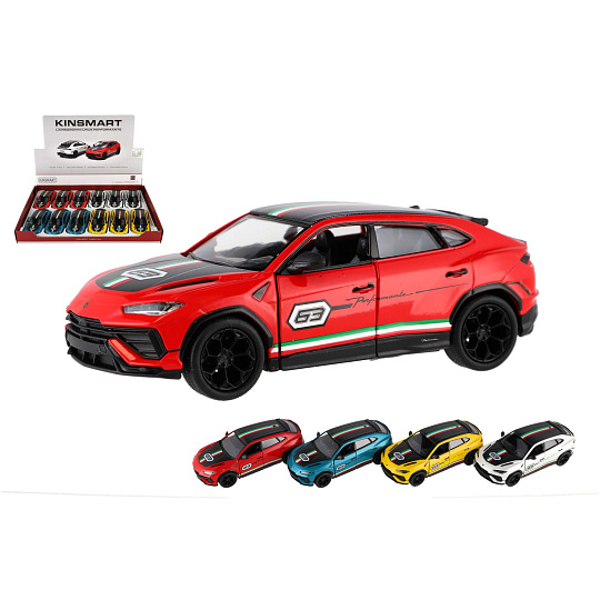 Teddies Auto Kinsmart Lamborghini Urus Performante 1:40 kov/plast 13cm 4 barvy na zpětné natažení