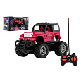 Auto RC terénní 14cm plast 27MHz na baterie se světlem růžové v krabici 20x11x10cm