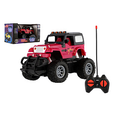 Auto RC terénní 14cm plast 27MHz na baterie se světlem růžové v krabici 20x11x10cm Auto RC terénní 14cm plast 27MHz na baterie se světlem růžové v krabici 20x11x10cm