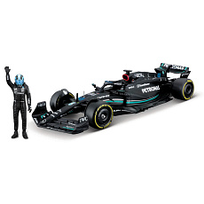 Bburago - RACE Formule F1 s figurkou jezdce, Mercedes-AMG W14 E Performance (2023) #63 Russell, 1:24