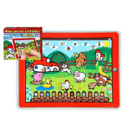 Tablet farma pro nejmenší Moje první zvířátka 24x19x1,5cm na bat. se světlem a zvukem v krabičce MPZ