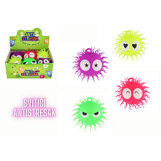 Teddies Míč chlupatý antistresový mačkací silikon 14cm na baterie se světlem 4 barvy