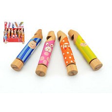 Teddies Píšťalka dřevo 14x2,5x2,5cm asst 4 druhy