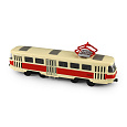 Rappa Kovová česká retro tramvaj červená 16 cm se světlem a zvukem
