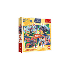 Puzzle 4v1 Lilo&Stitch Dovolená na Havaji 28,5x20,5cm v krabici 28x28x6cm