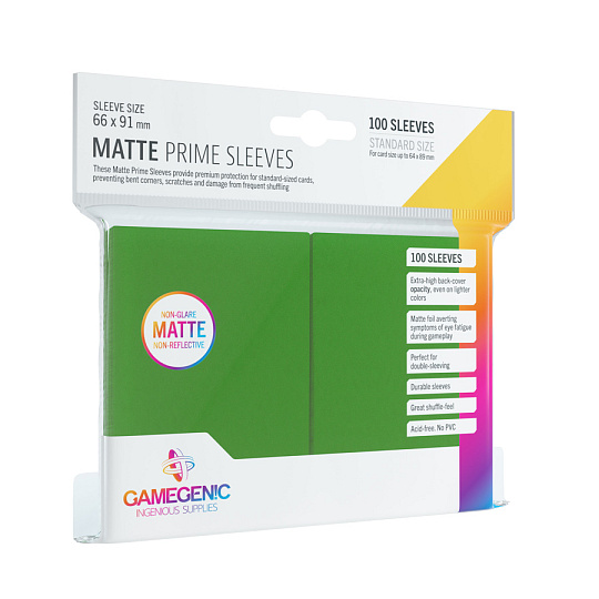 Gamegenic: 66x91mm Matte Prime Sleeves Green (100) Gamegenic: 66x91mm Matte Prime Sleeves Green (100)