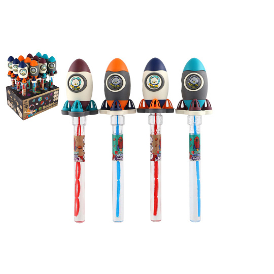 Teddies Bublifuk trubice raketa vesmír 38cm 4 barvy Teddies Bublifuk trubice raketa vesmír 38cm 4 barvy