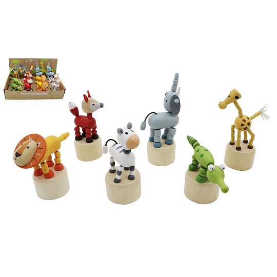 Zvířátko mačkací safari dřevěné 6 druhů