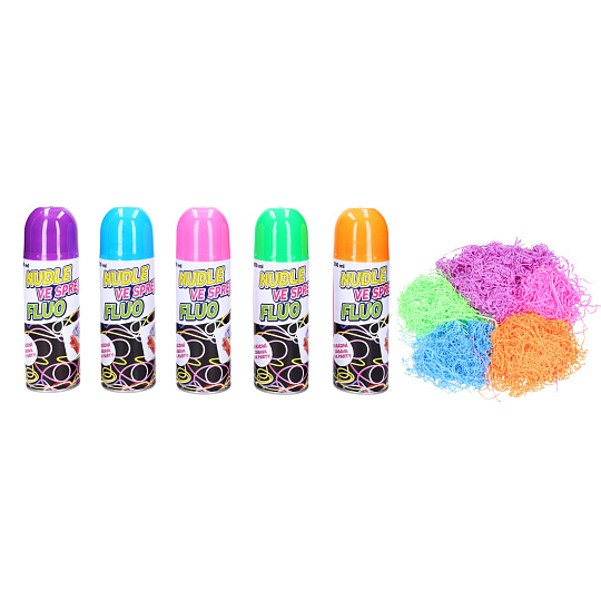 Wiky Nudle ve spreji FLUO/špagety ve spreji 17cm 250 ml 5 barev karneval