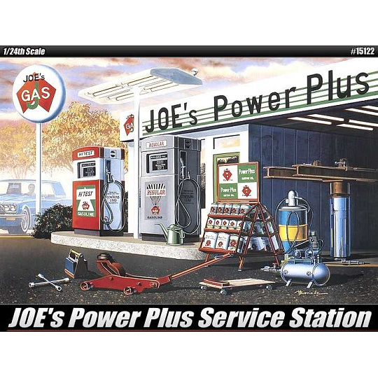 Academy Model Kit budova 15122 - Joe's Power Plus Gas Service Station LE: (1:24)