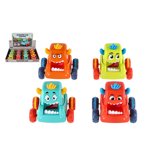 Teddies Auto monster plast 9x8cm mačkací jezdící 4 barvy