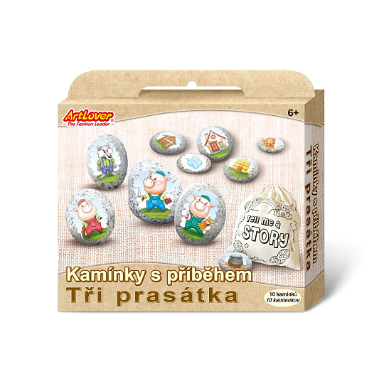 SMT Creatoys Kameny s příběhem se samolepkami Tři prasátka  kreativní sada  v krabičce 19x16x4cm