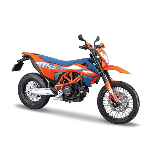 Maisto - Motocykel so stojanom, 2023 KTM 690 SMC R, oranžovo-modrá, 1:12 Maisto - Motocykel so stojanom, 2023 KTM 690 SMC R, oranžovo-modrá, 1:12