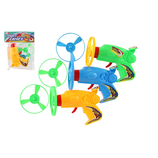 Teddies Vystřelovací vrtulka + startér pistole plast 12cm 3 barvy Teddies Vystřelovací vrtulka + startér pistole plast 12cm 3 barvy