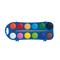 Vodové barvy 12ks + štětec plast v krabičce 11x21cm ve fólii