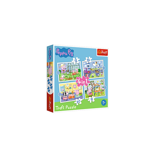 Puzzle 4v1 Peppa Pig/Prásátko Pepa Vzpomínka na prázdniny v krabici 28x28x6cm Puzzle 4v1 Peppa Pig/Prásátko Pepa Vzpomínka na prázdniny v krabici 28x28x6cm