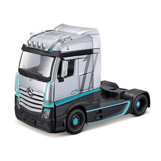 Bburago - Haulers custom cabs, M-B Actros Gigaspace, stříbrná, 1:43