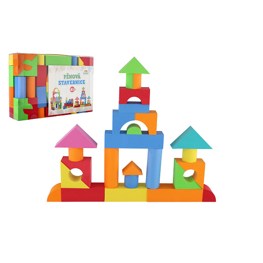 Stavebnice pěnová 81ks v plastové krabici 32x21,5x7,5cm
