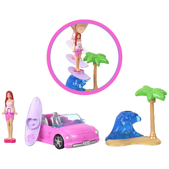 Mattel Barbie MINI BARBIELAND DOPRAVNÍ PROSTŘEDKY - PLÁŽOVÝ KABRIOLET