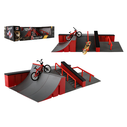 Teddies Skatepark - rampy,kolo prstové,skateboard prstový plast v krabici 44x12x25cm Teddies Skatepark - rampy,kolo prstové,skateboard prstový plast v krabici 44x12x25cm