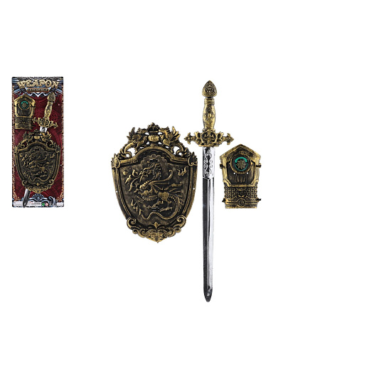 Rytířská sada plast meč, chránič na ruku, štít na kartě 21x53cm