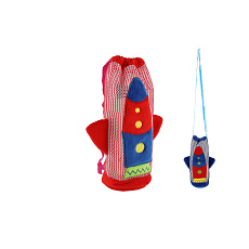 Obal plyšový na dětskou lahev raketa plyš 12x22cm 2 barvy 0+