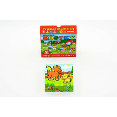 Teddies Kostky kubus Moje první zvířátka dřevo 9x9x3cm 9ks v krabičce 11x11x6cm 12m+ MPZ