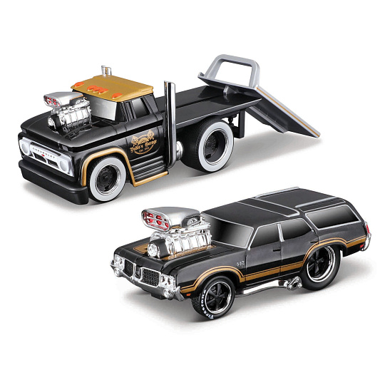 Maisto - Muscle Transports - 1966 Chevrolet C60 Flatbed 1970 Oldsmobile Vista Cruiser, 1:64 Maisto - Muscle Transports - 1966 Chevrolet C60 Flatbed 1970 Oldsmobile Vista Cruiser, 1:64