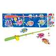 Hra ryby/rybář magnetická plast 4ks+prut plast 44cm  2 barvy na kartě