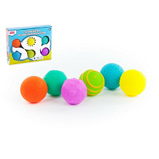 Teddies Sada míčků 6ks s texturou gumové 6cm v krabici 6m+