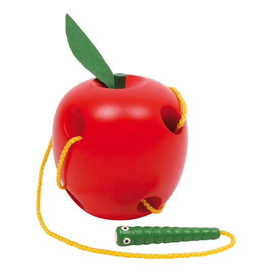 Rappa small foot Dřevěná hra na provlékání jablko